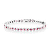 1.08ct Diamond & 1.48ct Ruby 14k White Gold Lady's Bracelet